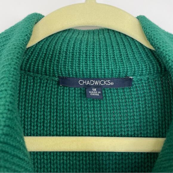 Chadwick green long button down knit cardigan sweater women's size 1X - Picture 3 of 6